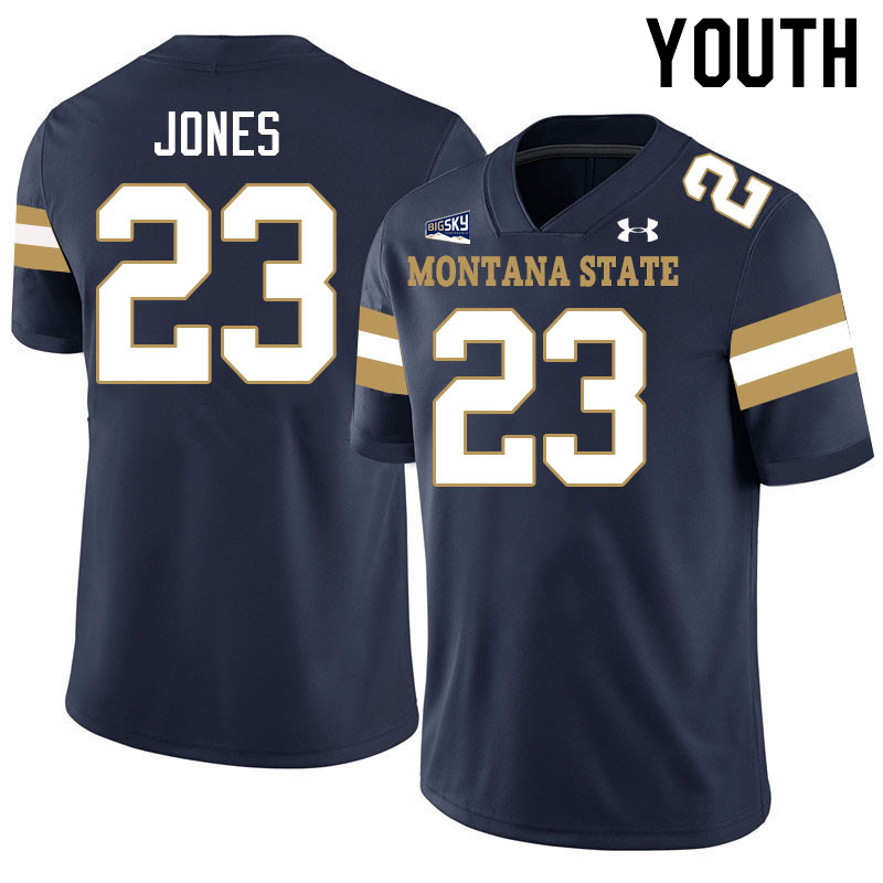 Youth #23 Adam Jones Montana State Bobcats Jerseys Football Stitched-Navy